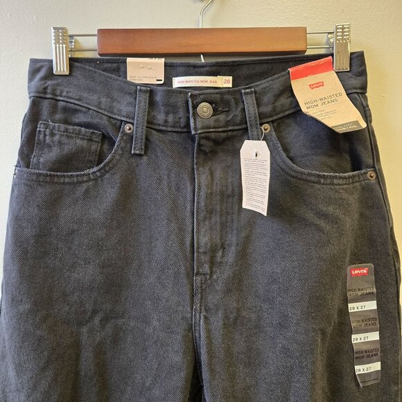 Levis Womens Grunge Emo High-Waisted Ribcage Ripped Mom Jeans Washed Black Size - Picture 10 of 11